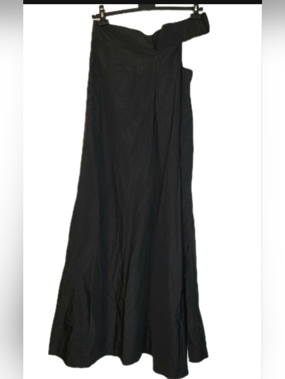 NWT Forever 21 Black Crinkle Nylon Strapless A-Line Maxi Tub Dress Women Size L